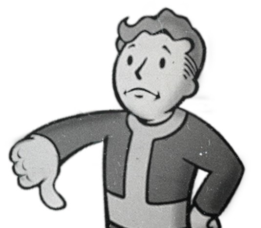 Fallout Vaultboy Giving a Thumbsdown Symbolizing a 404 Not Found Error